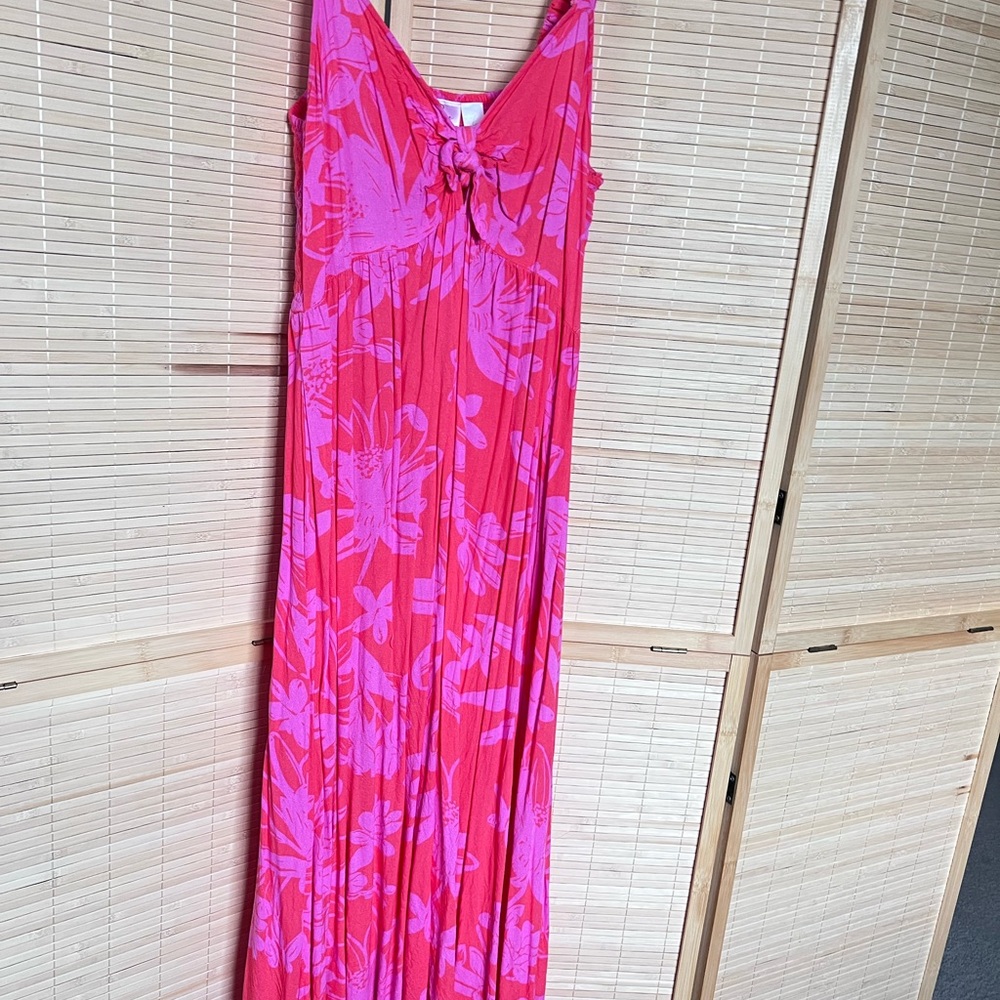 Pink and Coral Floral Maxi Dress